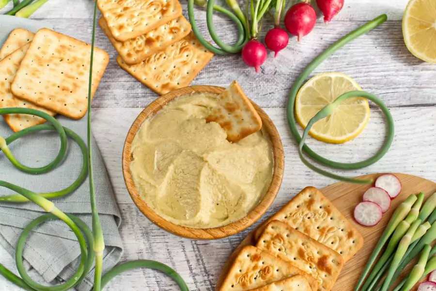 Vegan Hummus with Garlic Scapes