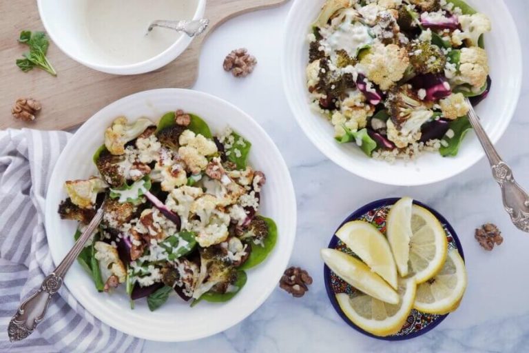 Step 4 - Vegan Roasted Cauli-Broc Bowl with Tahini Hummus