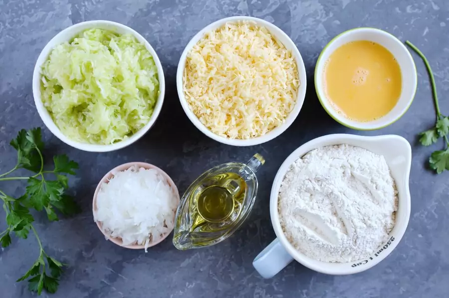 Ingredients for Zucchini Cheddar Pancakes