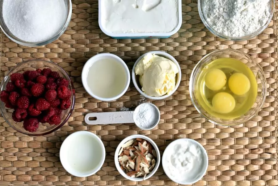 Ingredients for Almond Raspberry Coffee Cake