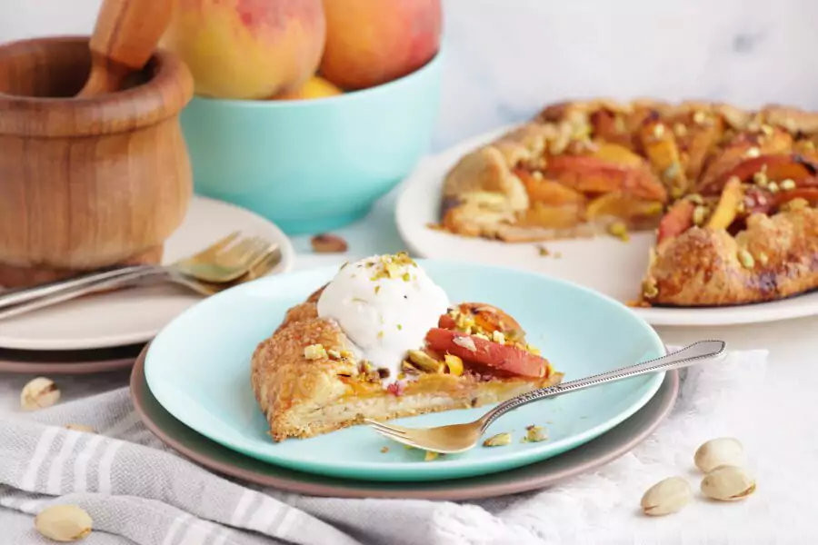Bourbon-Honey Peach Galette with Pistachios