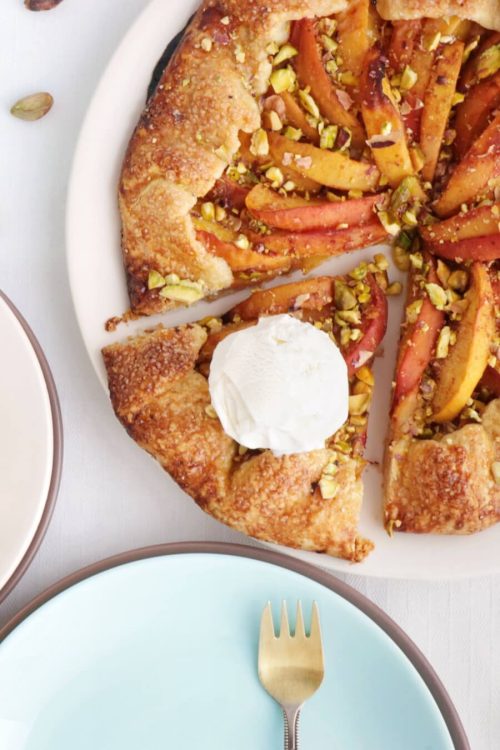 Bourbon-Honey Peach Galette with Pistachios