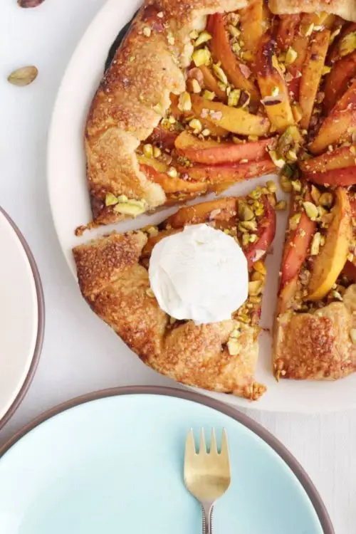 Bourbon-Honey Peach Galette with Pistachios