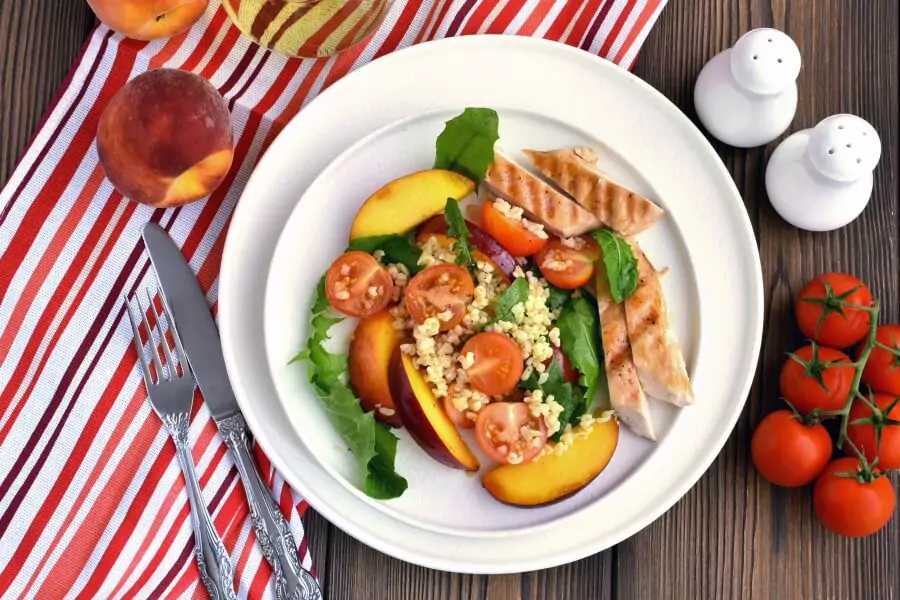 Chicken and Bulgur Salad with Peaches