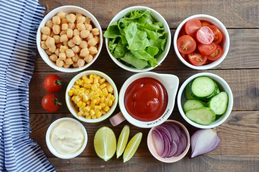 Ingredients for Vegan Barbecue Chickpea Salad
