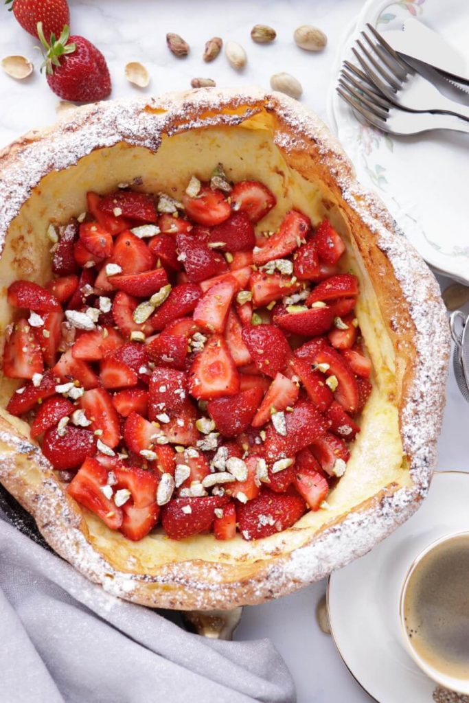 Dutch Baby with Strawberries and Pistachios