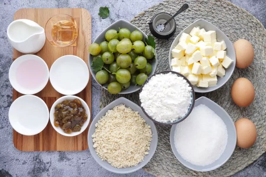 Ingredients for Gooseberry Frangipane Tart