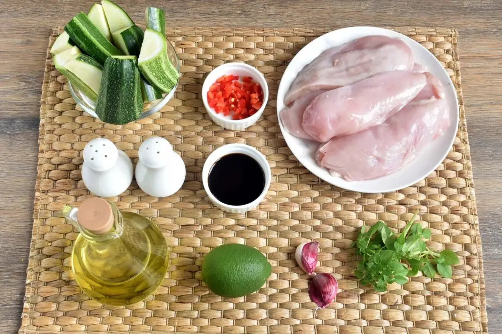 Ingredients for Grilled Basil Chicken and Zucchini
