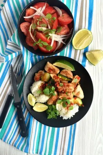 Grilled Basil Chicken and Zucchini