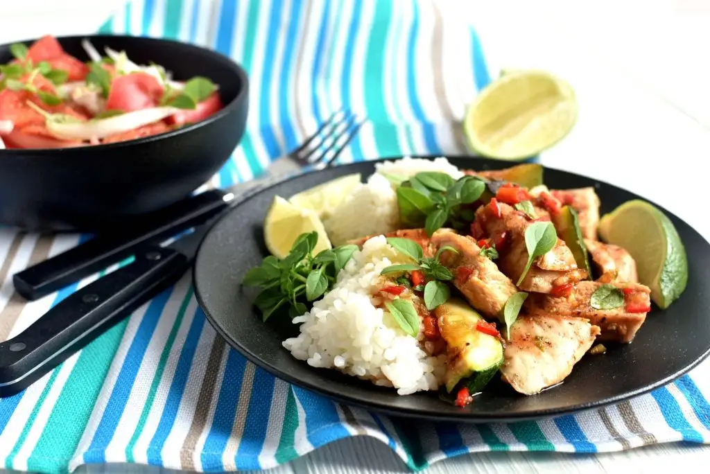 Grilled Basil Chicken and Zucchini