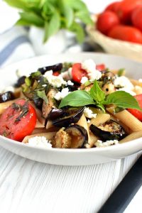 Grilled Eggplant and Tomato Pasta