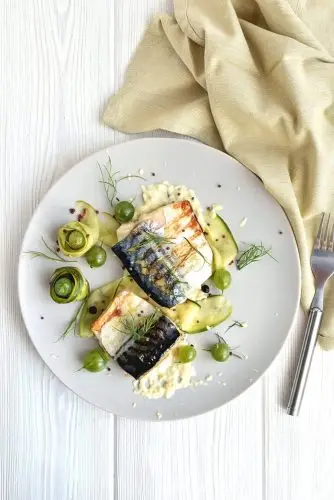Grilled Mackerel with Pickled Gooseberry Ketchup