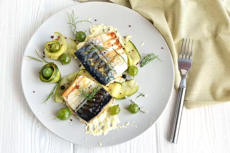 Grilled Mackerel with Pickled Gooseberry Ketchup