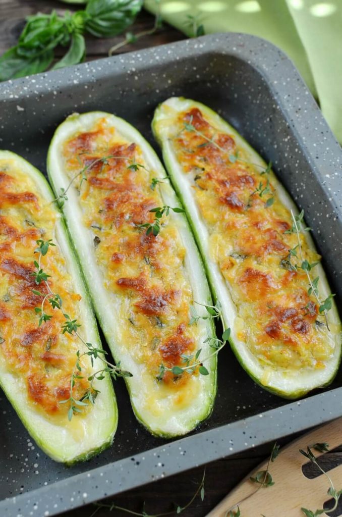 Herby Stuffed Courgettes
