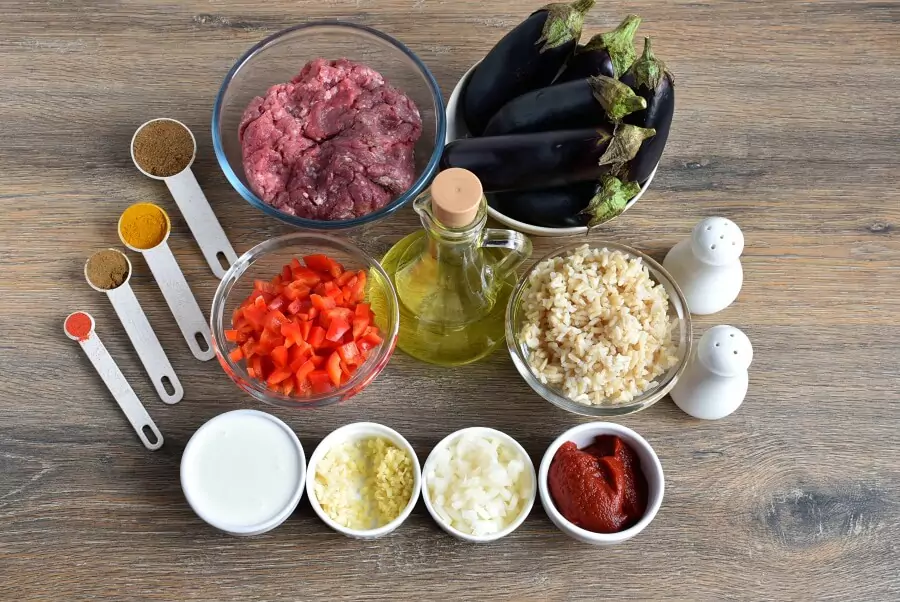 Ingredients for Gluten Free Lamb Stuffed Eggplant