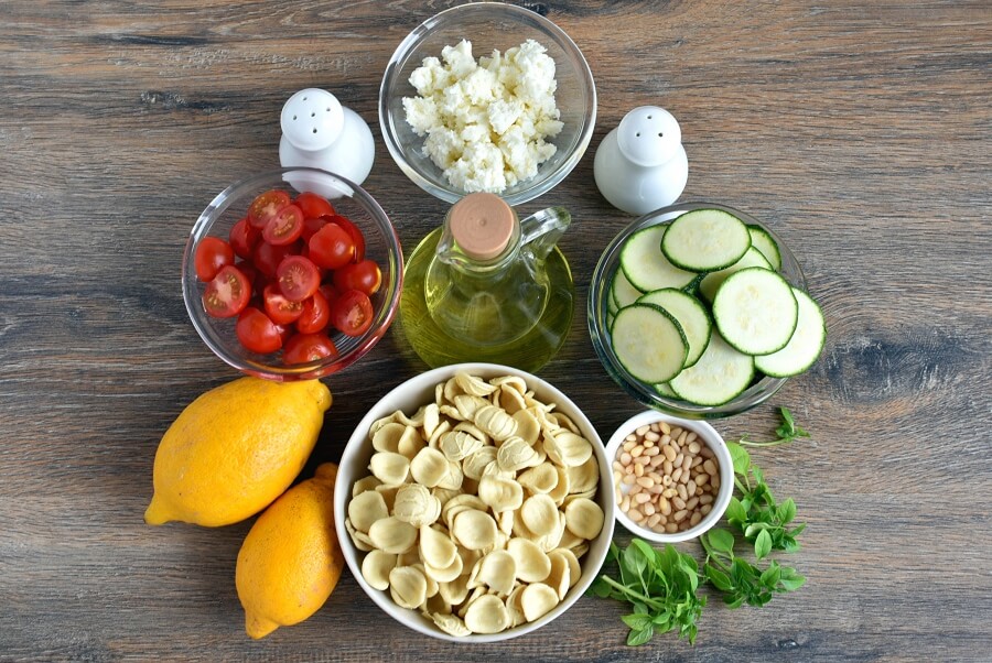 Ingridiens for Lemon-Pignoli Zucchini Pasta