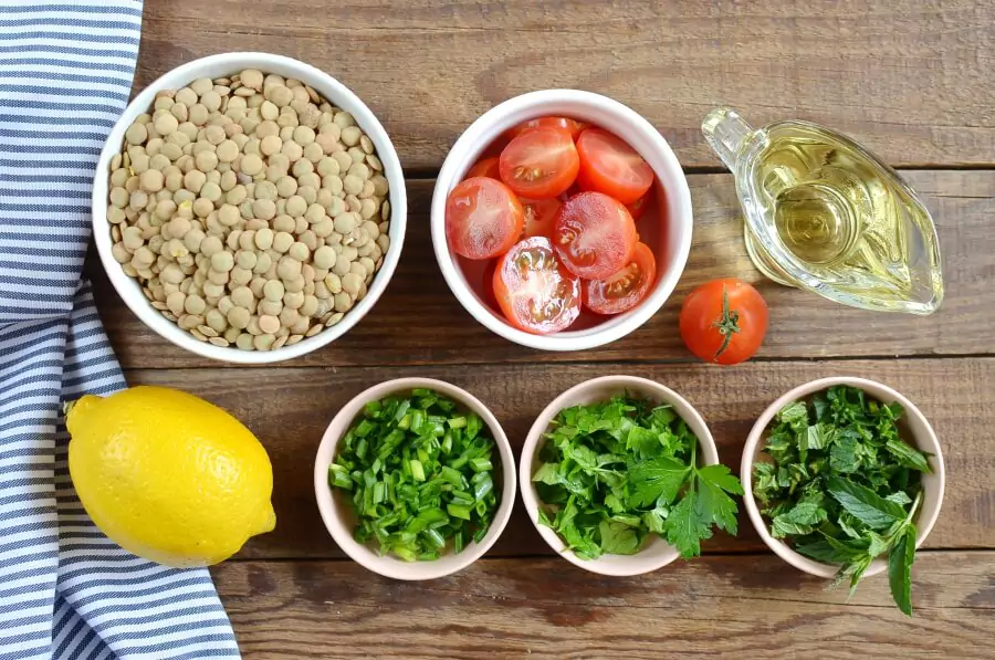 Ingredients for Vegan Lentil Tabbouleh