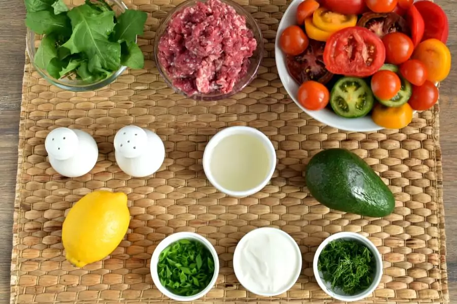 Ingredients for Keto Meatball and Tomato Salad