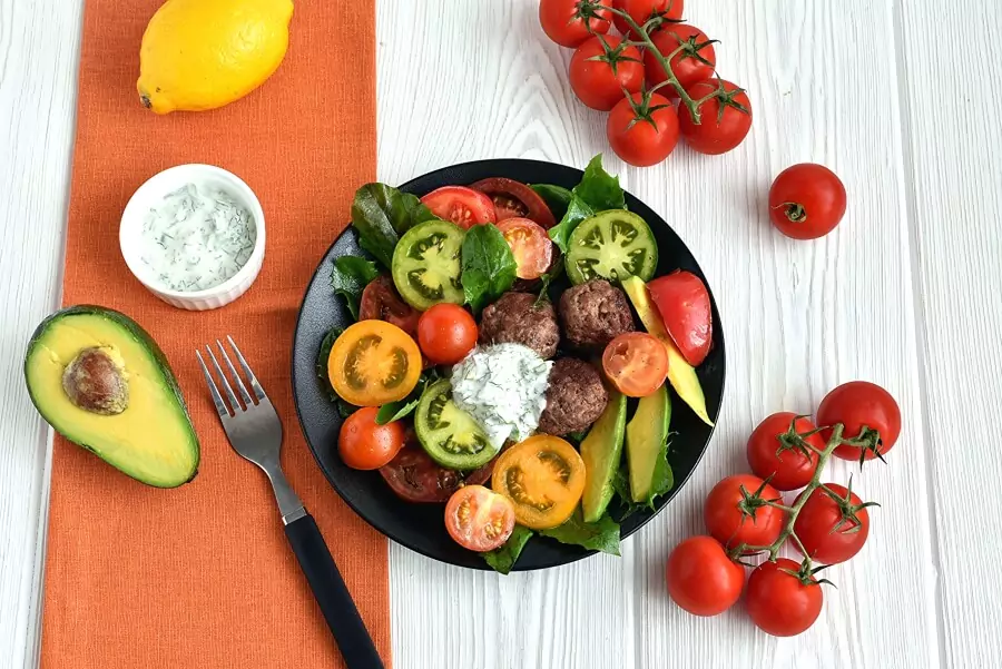 Keto Meatball and Tomato Salad