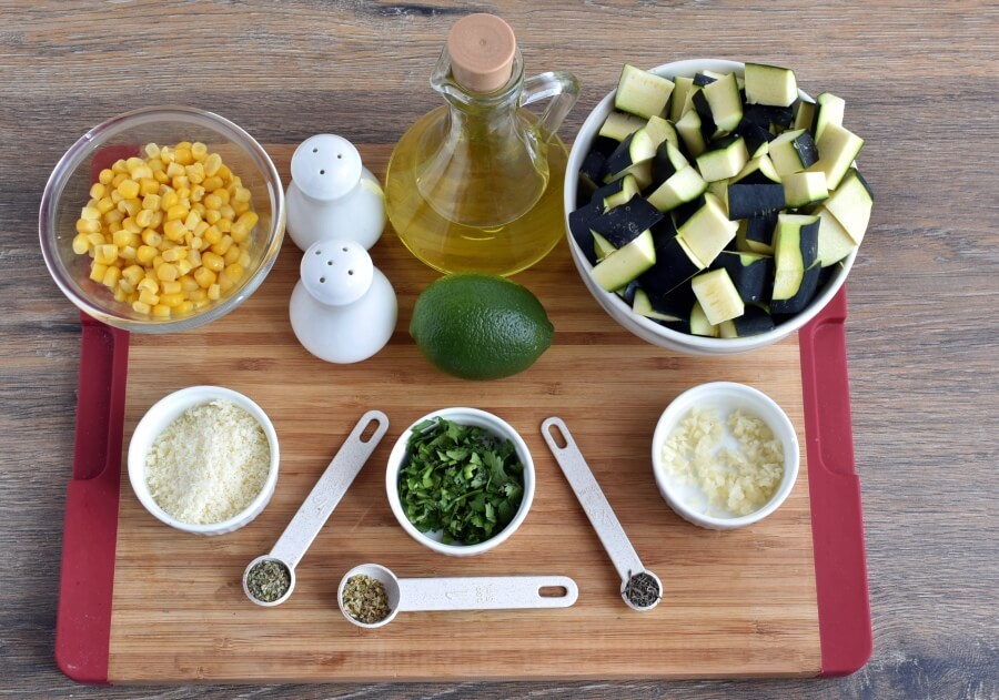 Ingridiens for Parmesan Zucchini and Corn