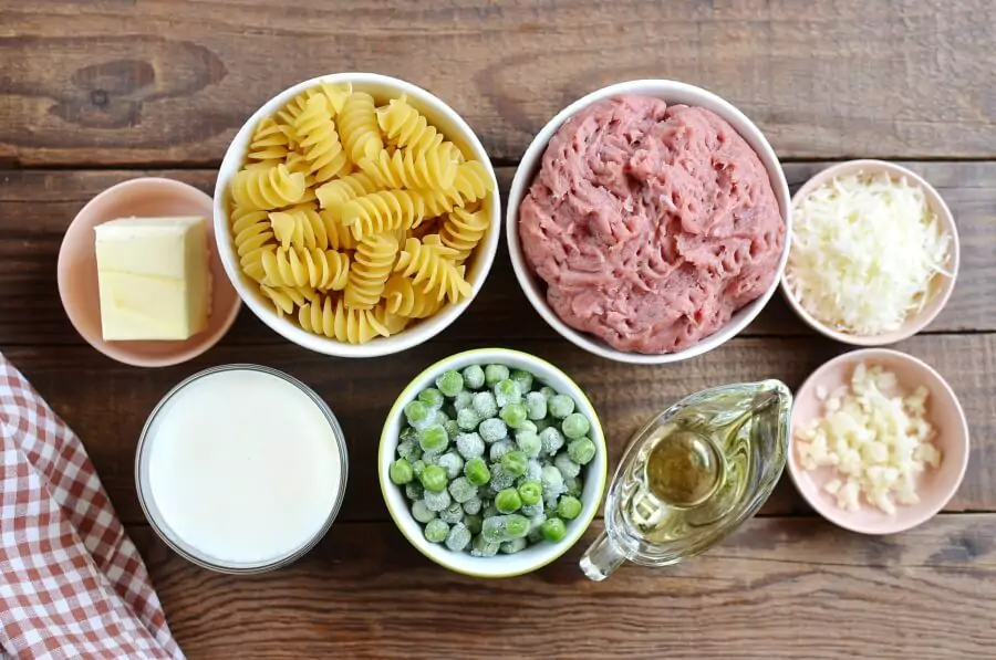 Ingredients for Pasta with Peas and Sausage
