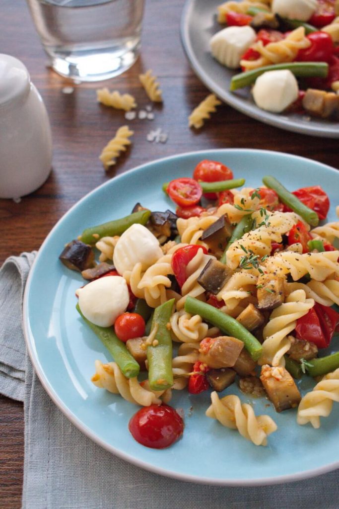 Perfect Pasta Salad with Tomatoes and Eggplant