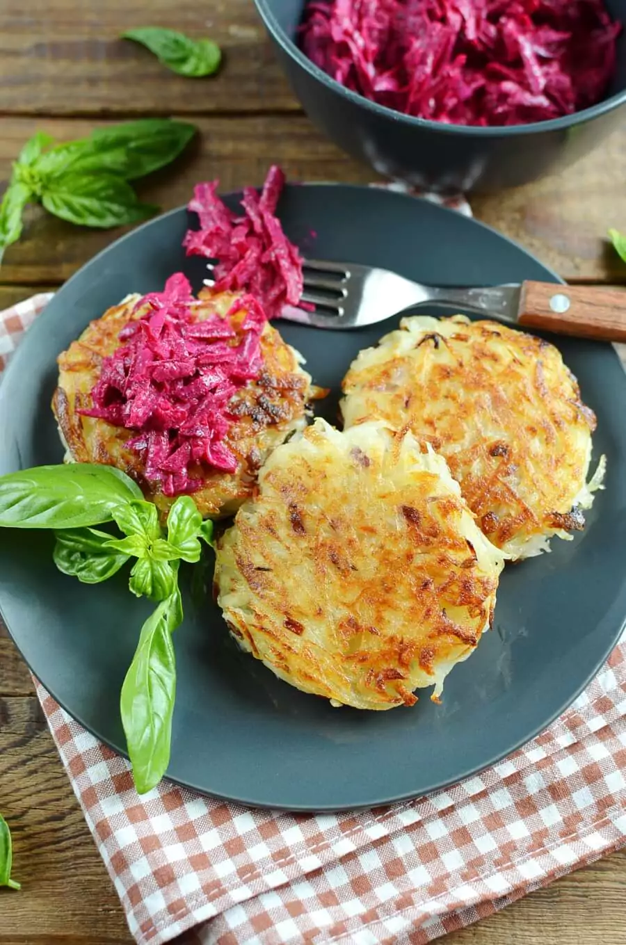 Potato Rostis with Beetroot Horseradish