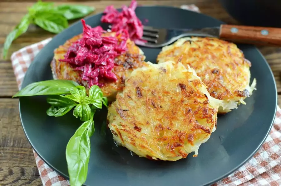 Potato Rostis with Beetroot Horseradish