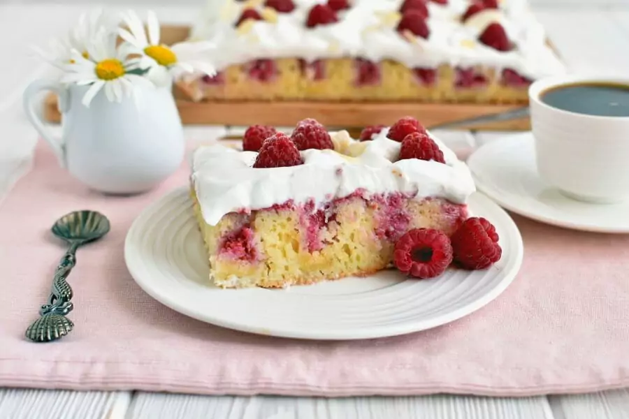 Raspberry Almond Poke Cake