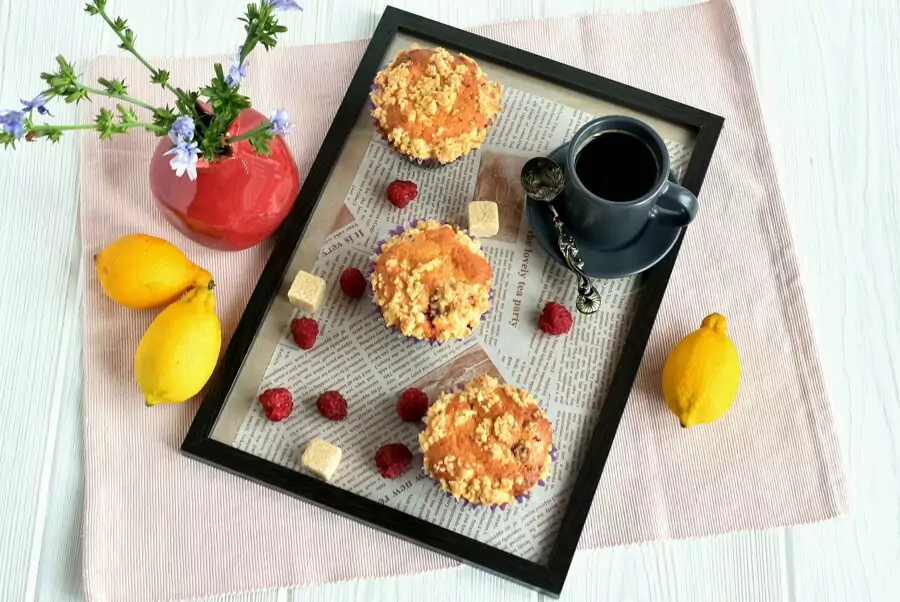 Raspberry Lemon Crumb Muffins