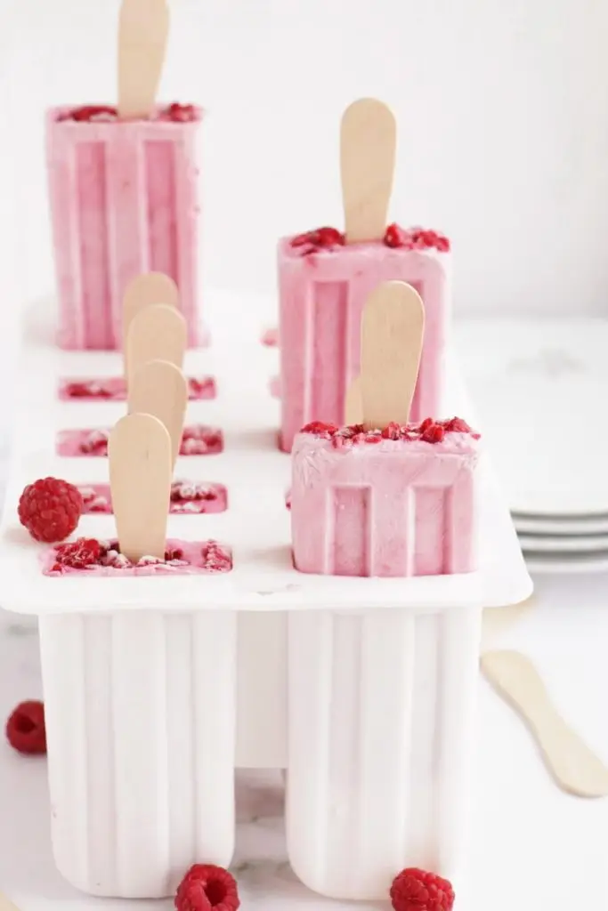 Raspberry Vanilla Yogurt Popsicles