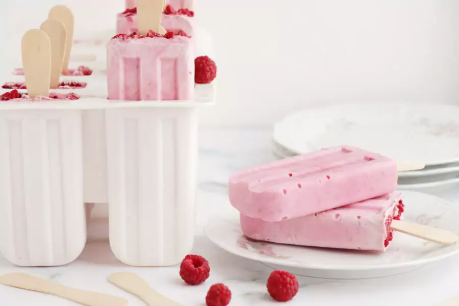 Raspberry Vanilla Yogurt Popsicles