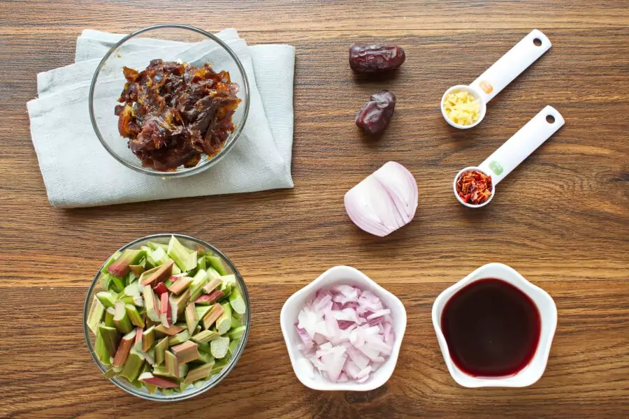 Ingredients for Rhubarb and Date Chutney
