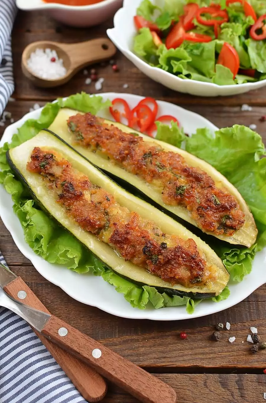 Sausage and Herb Stuffed Courgettes