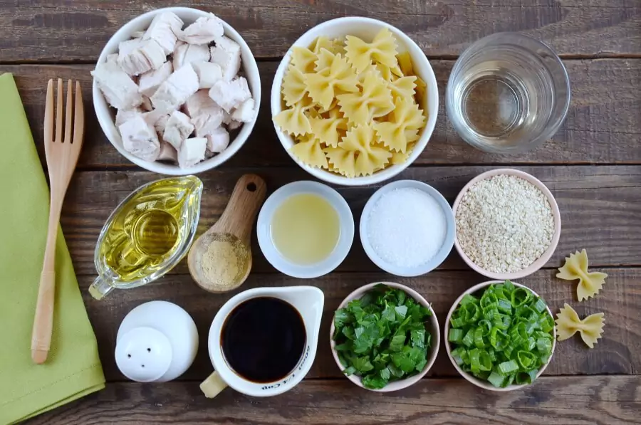 Ingredients for Sesame Pasta Chicken Salad