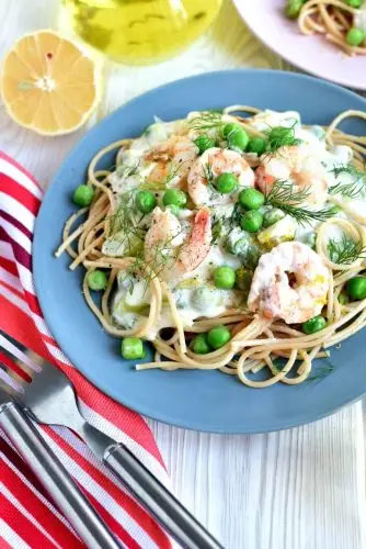 Shrimp and Leek Spaghetti