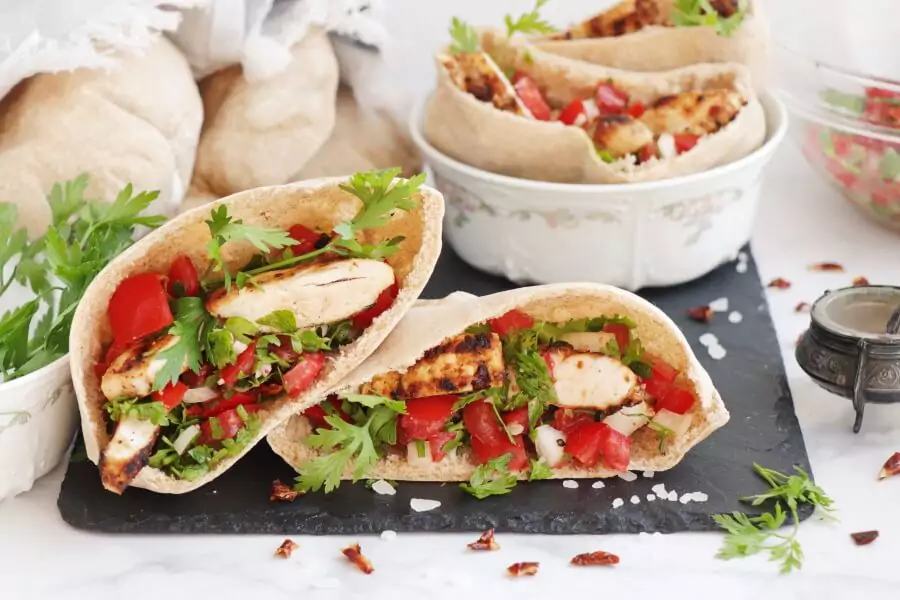 Spicy Chicken Tomato Pitas