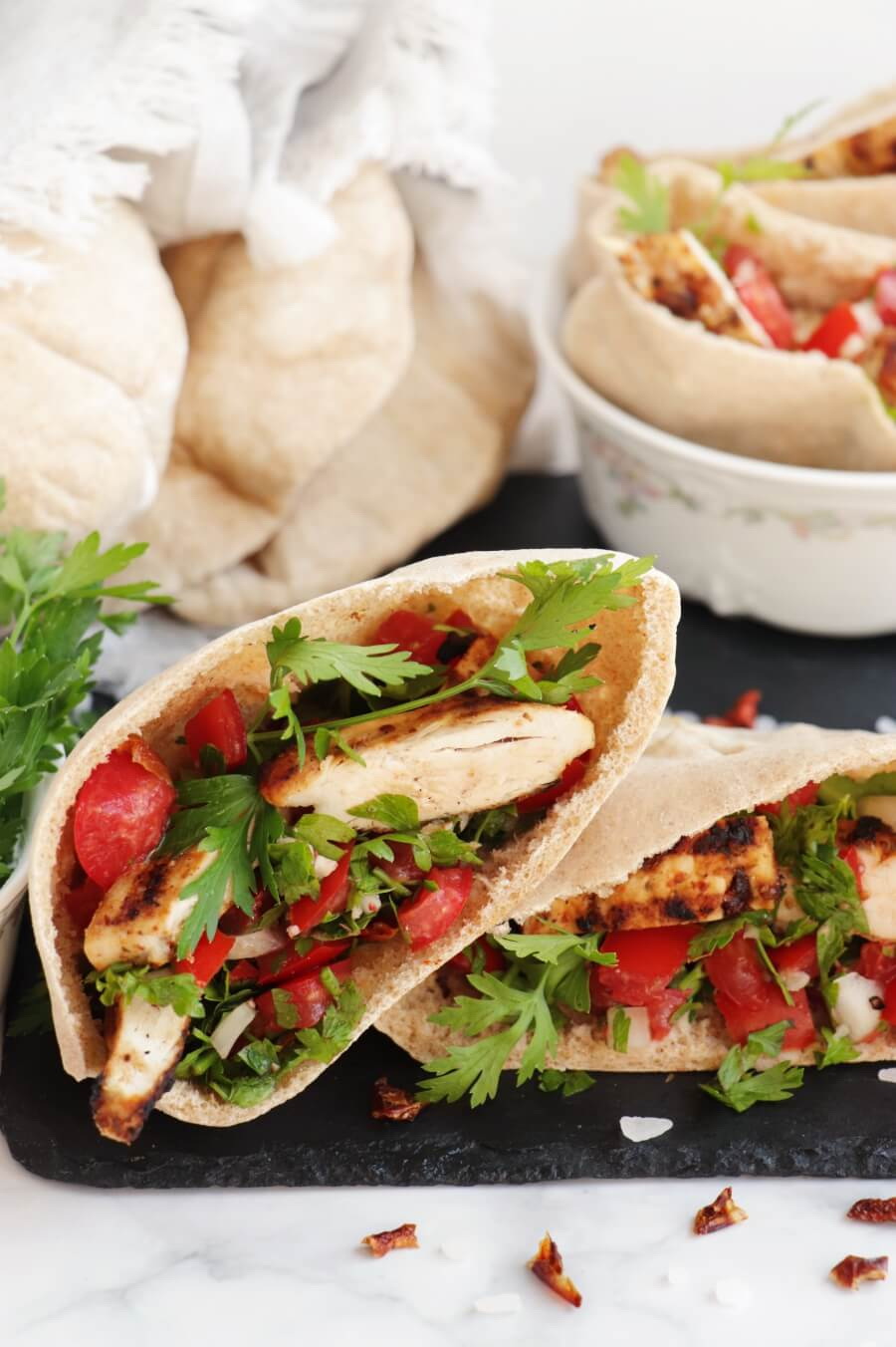 Spicy Chicken Tomato Pitas Recipe Cook.me Recipes