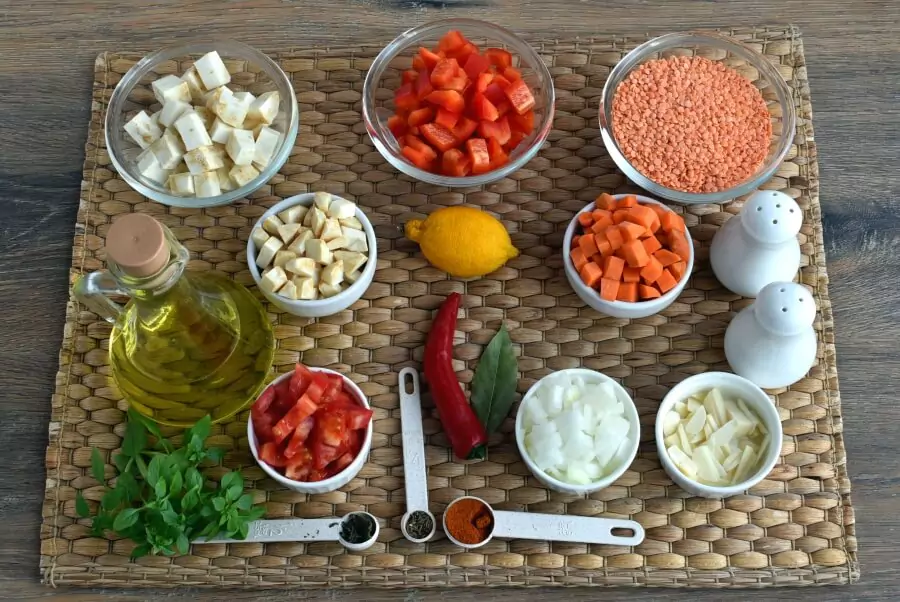Ingredients for Vegan Lentil Cream Soup