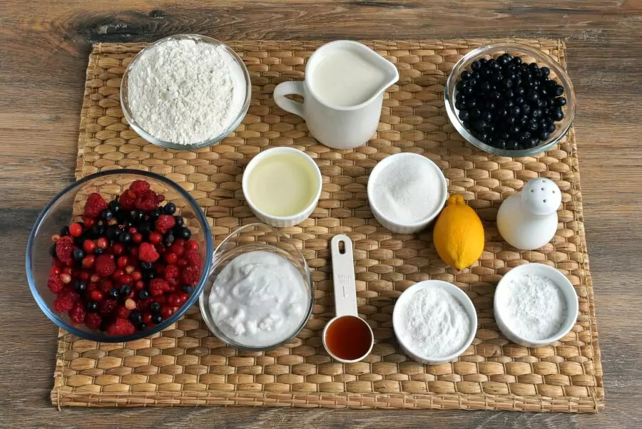 Ingredients for Vegan Triple Berry Waffles