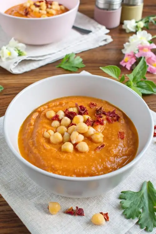 Vegan Tomato Chickpea & Coconut Soup