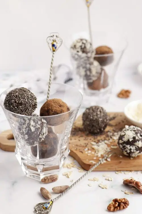 Walnut Bliss Balls with Chia, Coconut and Carob