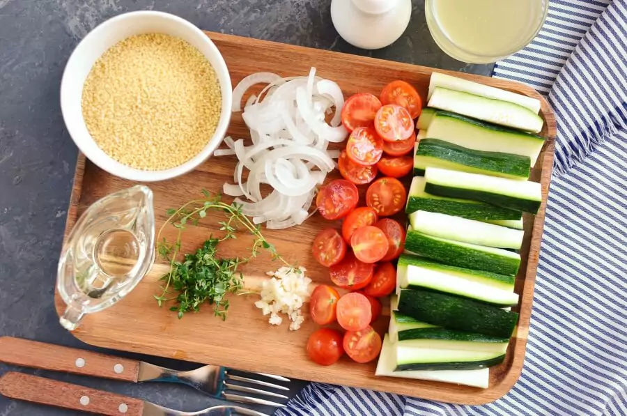 Ingredients for Couscous with Zucchini and Cherry Tomatoes