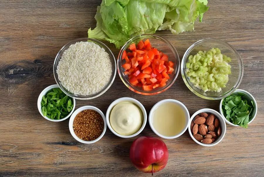 Ingredients for Crunchy Rice Salad