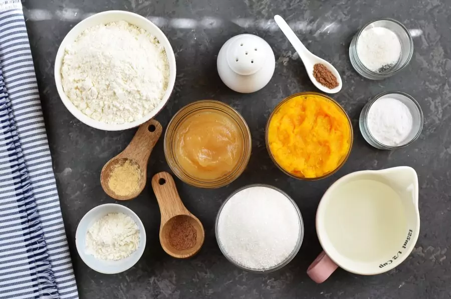 Ingredients for Fat-Free Vegan Pumpkin Bread