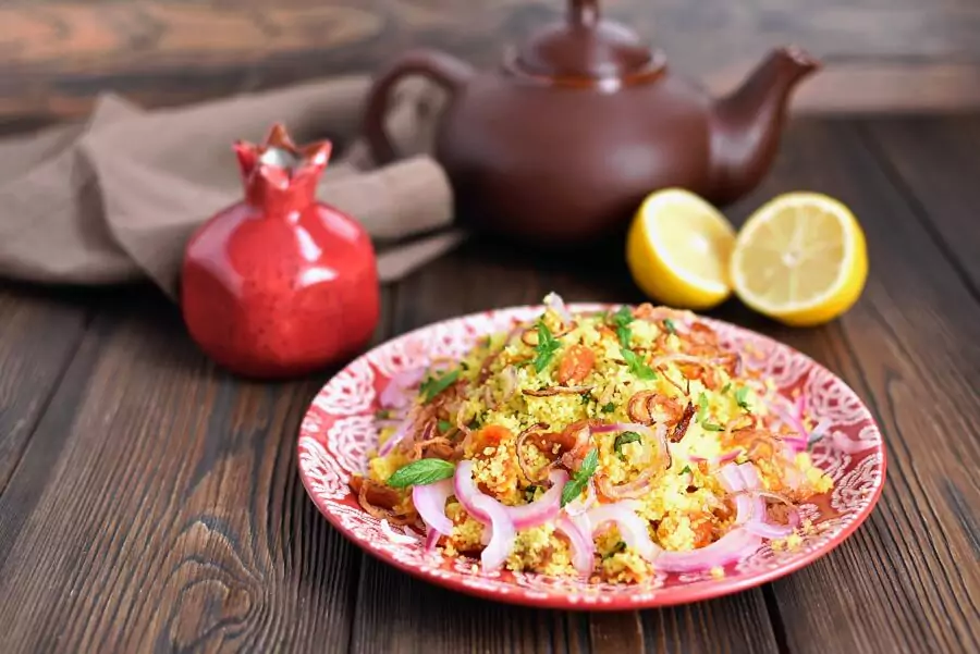 Golden Couscous with Apricots and Crispy Onions