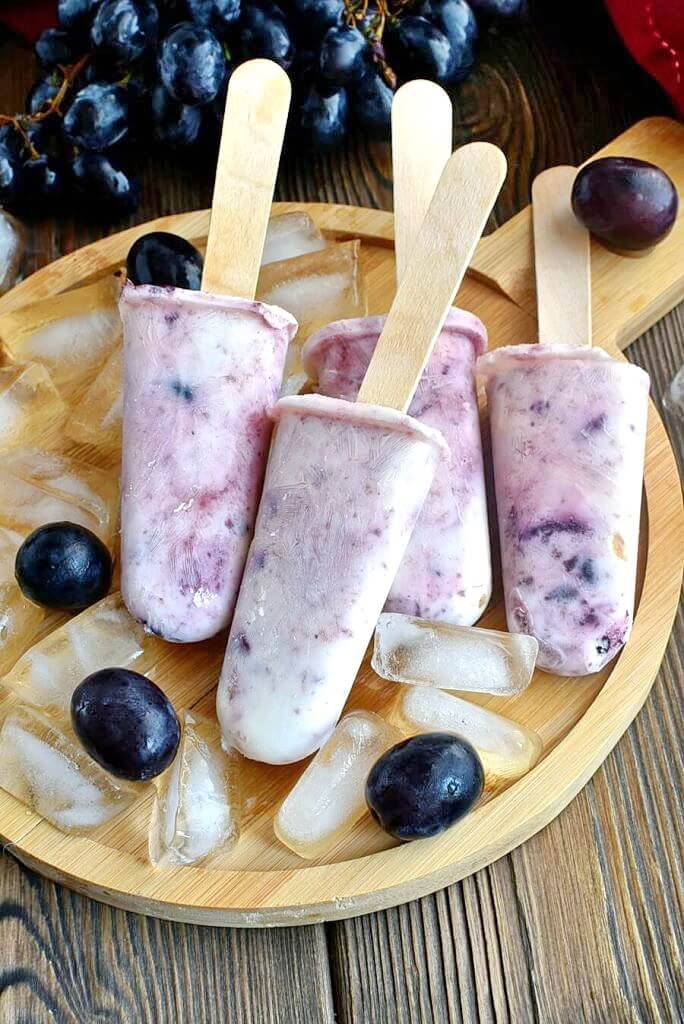 Grape and Greek Yogurt Popsicles