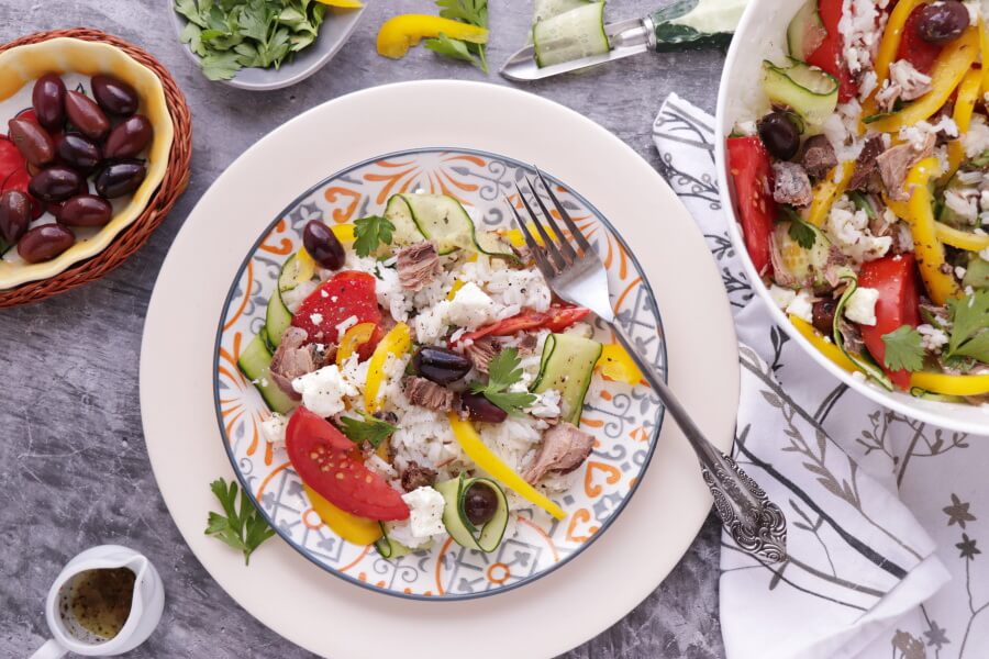 How to serve Greek Rice Salad