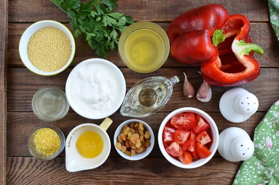 Ingredients for Gremolata Couscous-Stuffed Peppers