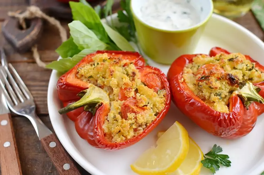 Gremolata Couscous-Stuffed Peppers